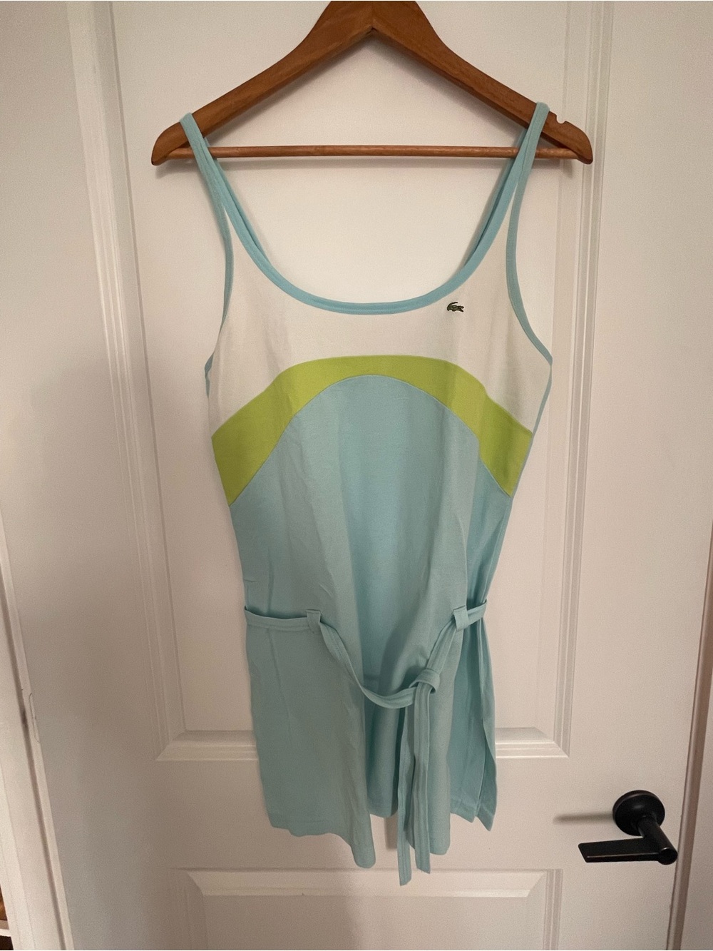 Lacoste Light Blue & Lime Colorblock Sleeveless Camisole